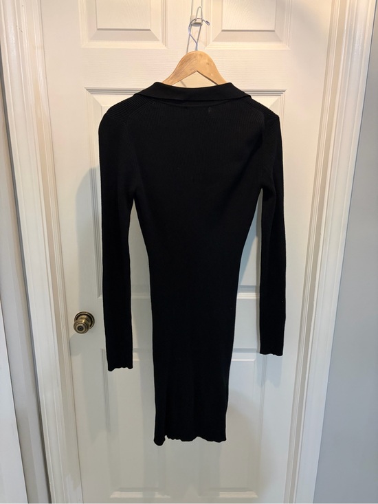 House Of Harlow 1960 Black Ribbed Button Front Sweater Dress, Medium